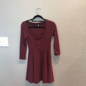 Maroon dress with 3/4 length sleeves